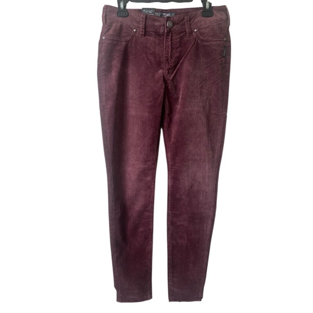 Silver Jeans Suki Corduroy Skinny Pants Burgundy Size 28 NWT